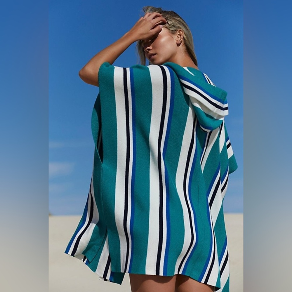 Free People All I Need Striped Hooded Poncho | One Size - Picture 3 of 6